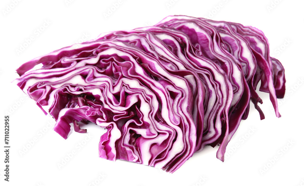 Obraz premium Pile of shredded red cabbage isolated on white