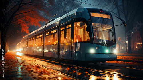 A modern trolley on the road