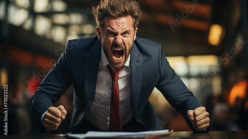 Frustration in the Office  Angry Businessman Shouting with Documents