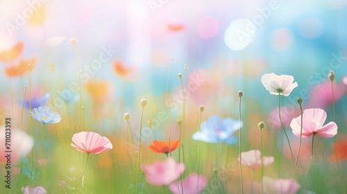 Colorful Summer or Spring Background Blur AI Generated