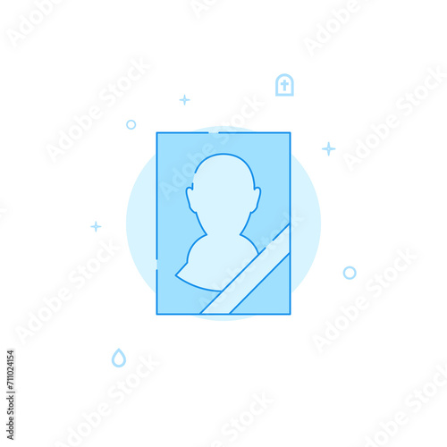 Portrait of the deceased flat vector icon. Filled line style. Blue monochrome design. Editable stroke