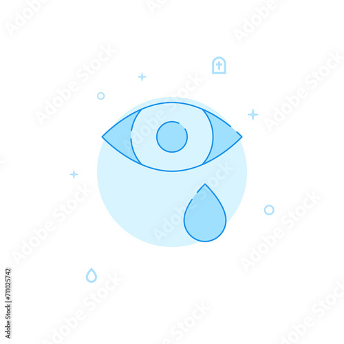 Crying, sorrow flat vector icon. Filled line style. Blue monochrome design. Editable stroke