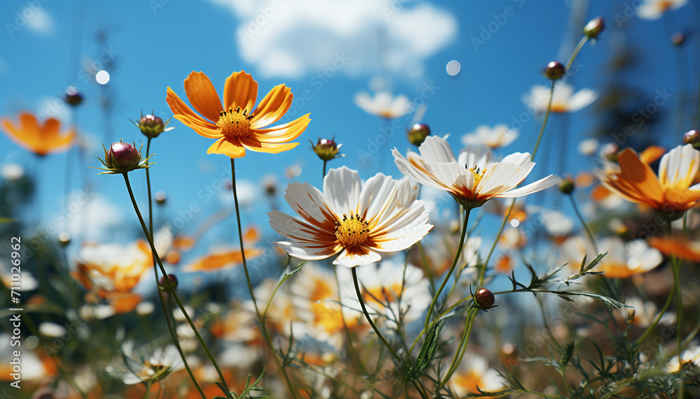 Vibrant chamomile blossoms paint tranquil meadows in summer generated by AI