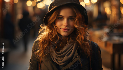 Young woman outdoors, smiling, looking at camera generated by AI © Jemastock
