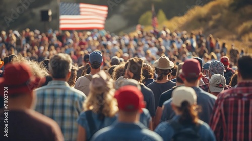 People going to a US election rally photo