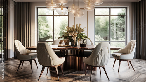 Interior design of luxury apartment dining room