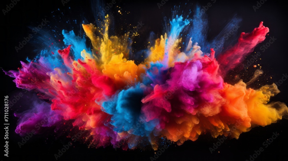 Vibrant Burst of Color on Black Background AI Generated
