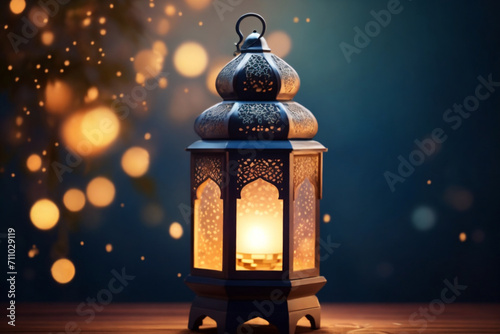 Ramadan Background graphic with lamp and bokeh