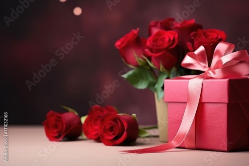 gift roses  copy space  Valentine s day and love concept