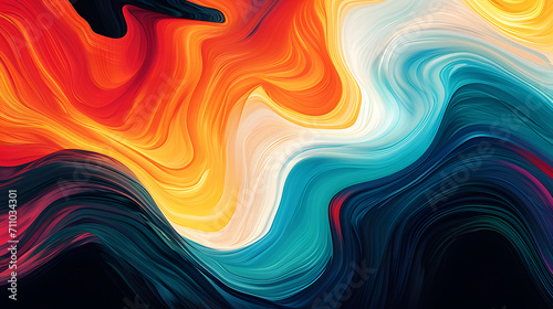 A vibrant and mesmerizing fusion of paint and lines, evoking a sense of modernity and abstraction through its kaleidoscopic swirls of color and fractal patterns photo