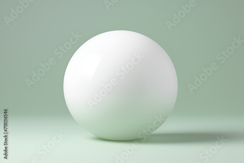 White sphere, ball, orb on green background