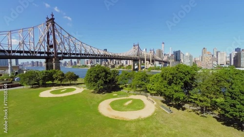 Queensbridge Park near Queensboro Bridge over East River  photo