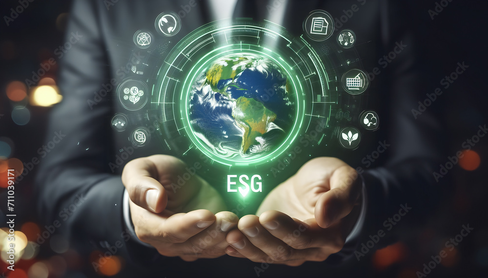 ESG icon concept for environmental, social, and governance in sustainable and ethical business on the Network. Generative AI. ESG icon concept for environmental, social, and governance in sustainable and ethical business on the Network. Generative AI.
