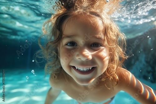 Little Kid Having Fun Swimming Underwater