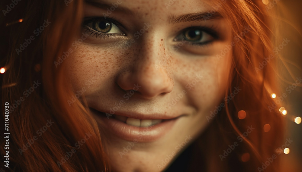 Smiling portrait of one cheerful Caucasian woman, looking at camera generated by AI Smiling portrait of one cheerful Caucasian woman, looking at camera generated by AI