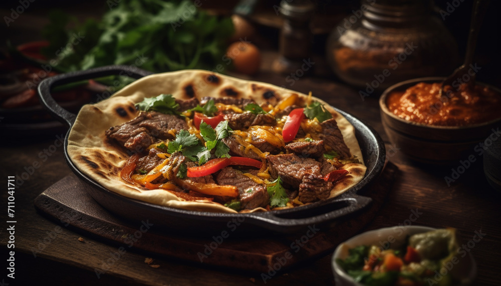 Freshness and rustic gourmet meal cooked beef stew with vegetables generated by AI Freshness and rustic gourmet meal cooked beef stew with vegetables generated by AI