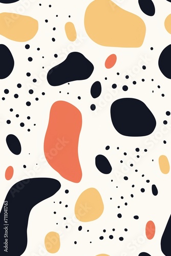 Abstract Colorful Hand-Painted Shapes and Polka Dots Seamless Pattern