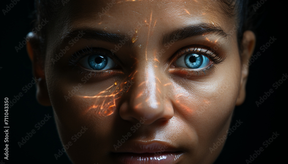 One person, close up portrait, adult, human face, looking at camera generated by AI One person, close up portrait, adult, human face, looking at camera generated by AI