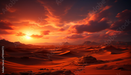 Sunset over the majestic mountain range, a tranquil scene of beauty generated by AI
