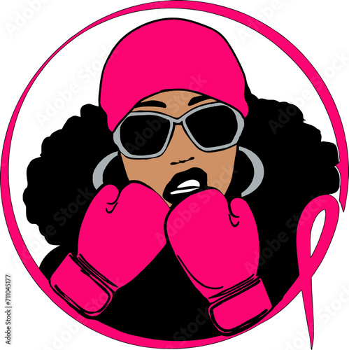 Breast Cancer fighter black woman SVG, breast cancer fighter svg, Cancer awareness vector