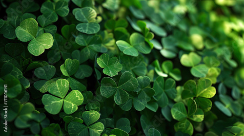 An expanse of green clover leaves serves as a picturesque setting, creating a serene atmosphere wi