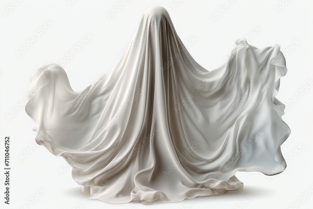 White draped fabric figure with arms outstretched White draped fabric figure with arms outstretched