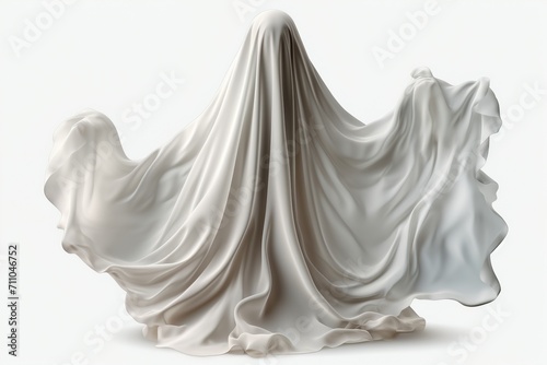 White draped fabric figure with arms outstretched photo