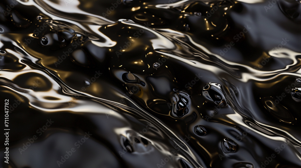Black Liquid Surface, Abstract, Oil, Liquid, Ferrofluid. Background. oil mixed with water.