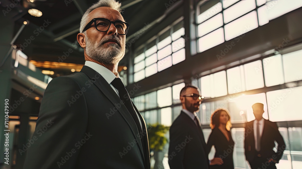 Fototapeta premium Confidence radiates from the 50yearold senior executive, a vision of success in their power suit,