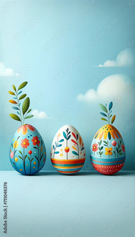 Fototapeta premium colorful easter eggs, generative AI