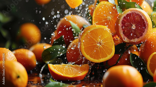 Enjoy the visual symphony of a fruit cascade, where the harmonious blend of red, yellow, and orang