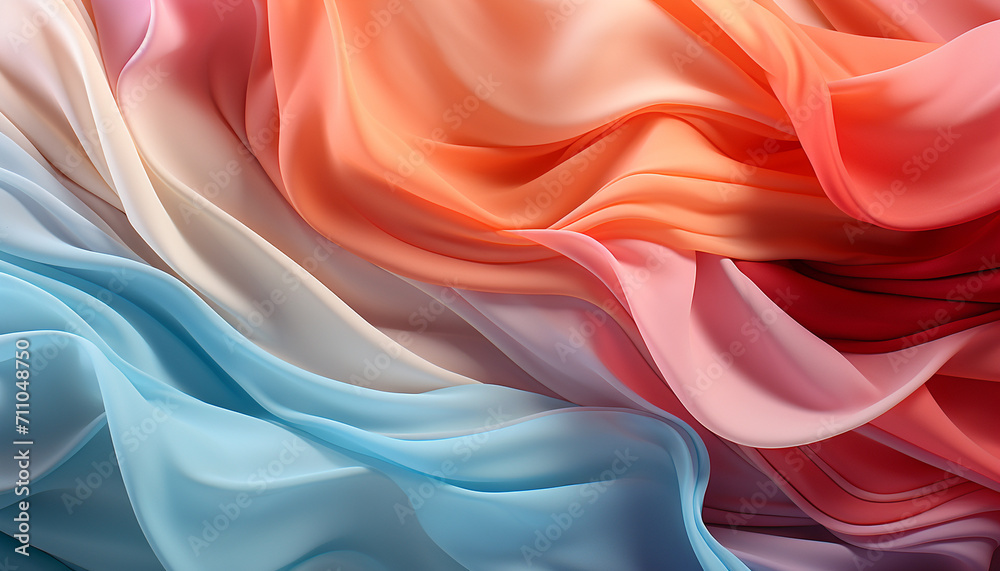 Abstract silk wave pattern in vibrant colors, smooth and elegant generated by AI