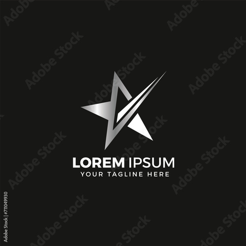 Star logo Silver, vector illustration, elegant, with black background color