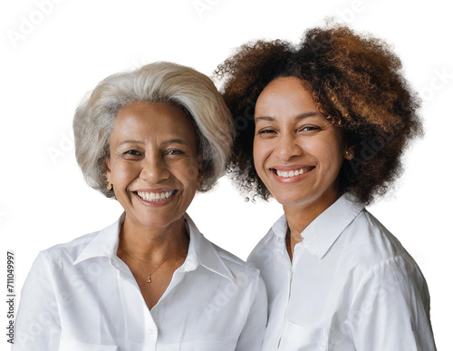 Dos mujeres sonriendo afroamericanas, madre e hija photo