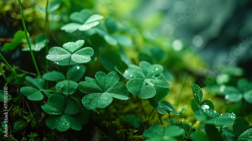 The natural charm of clover leaves unfolds, leaving a tranquil space for text to deliver a message