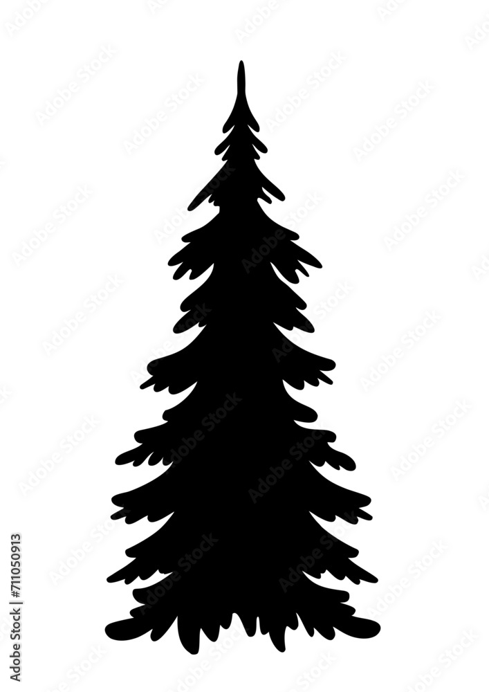 Obraz premium Fir tree, Pine Tree, Christmas tree, Tree, forest, nature, Tree shape, Christmas tree silhouette
