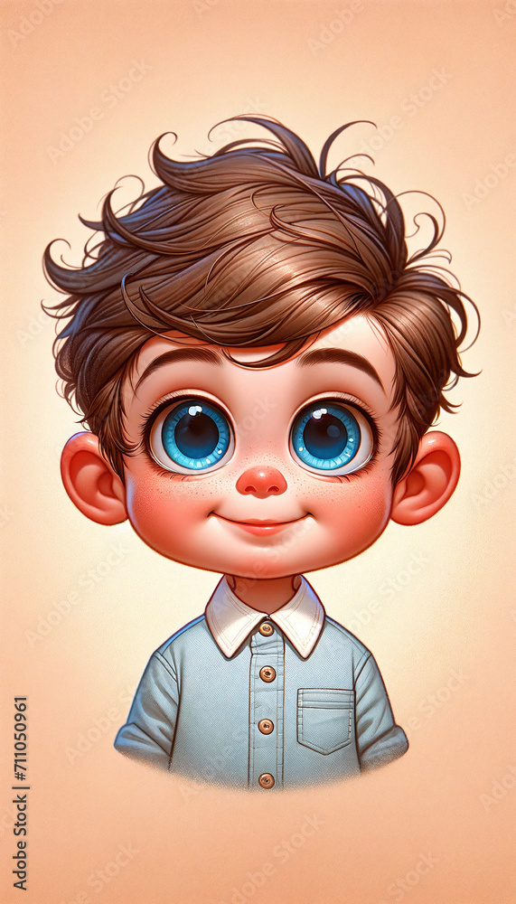 Innocent Charm: A Child's Gaze Captured in Vibrant Art. Perfect for Brightening Spaces with Youthful Joy.