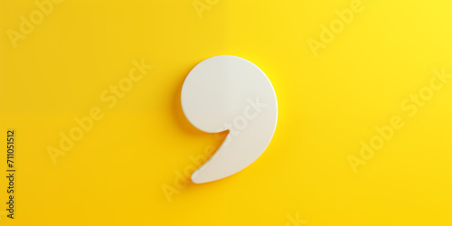 comma on a yellow background.  punctuation mark