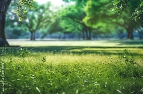Lawn with green grass and sunshine.