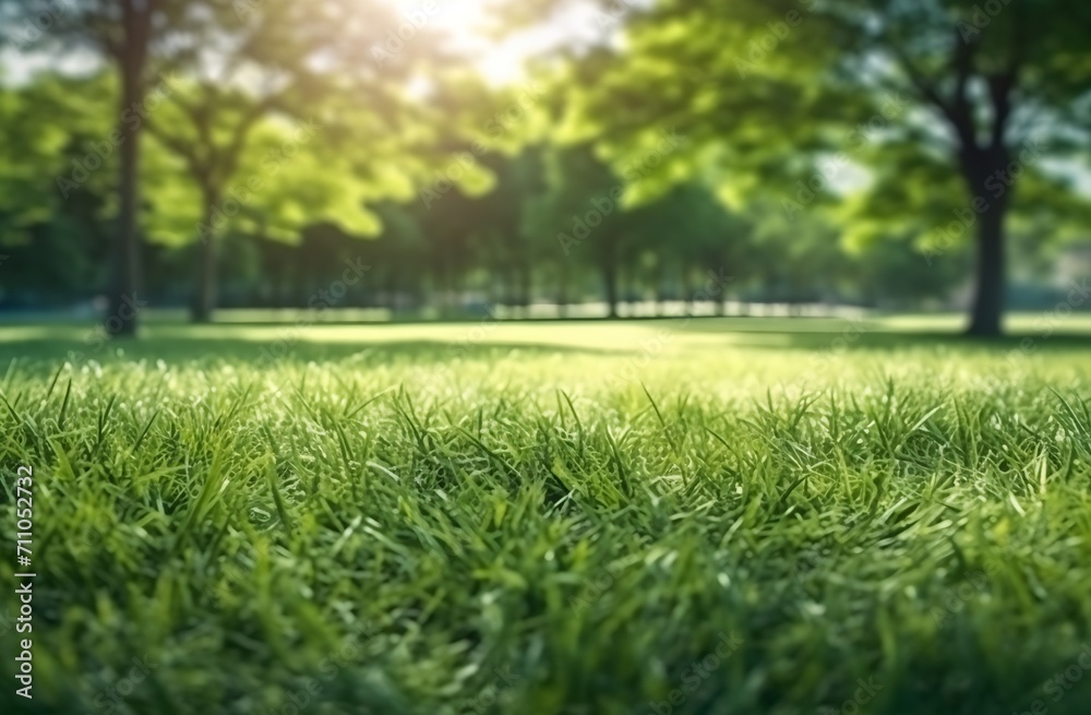 Lawn with green grass and sunshine.