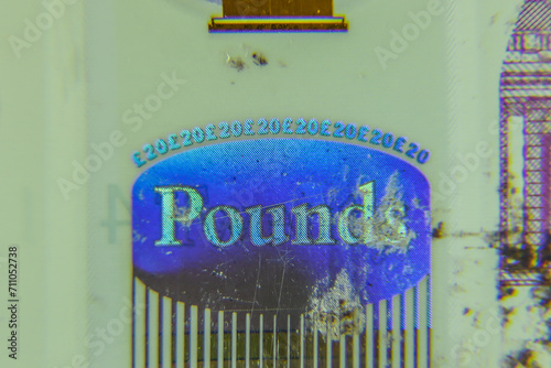 London, UK, 2 January 2024: Closeup with selective focus of a £20 banknote from the United Kingdom 