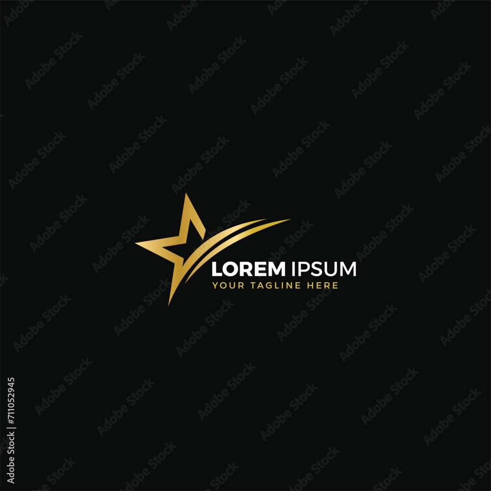 Obraz premium Star logo gold, vector illustration, elegant, with black background color