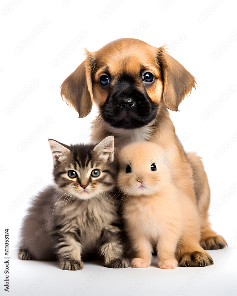 Adorable little animals on a white background.