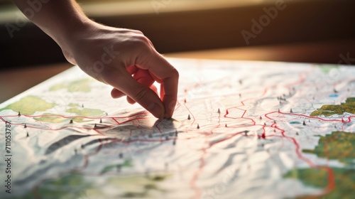 Closeup of a hand drawing a winding path on a blank map, symbolizing the need for a clear and deliberate strategy in navigating the journey of personal and professional growth.