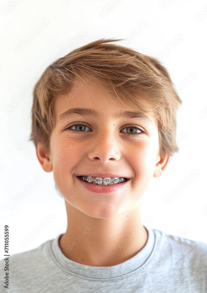 little smiling boy with metal braces on her teeth, bite correction, orthodontist, health, medicine, dentistry, oral cavity, straight, white, mouth, person, people, treatment, kid, child, children little smiling boy with metal braces on her teeth, bite correction, orthodontist, health, medicine, dentistry, oral cavity, straight, white, mouth, person, people, treatment, kid, child, children