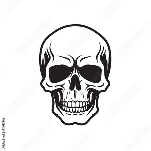 Skull in cartoon  doodle style . Image for t shirt. Isolated 2d vector illustration in logo  icon  sketch style  Eps 10  black and white. AI Generative