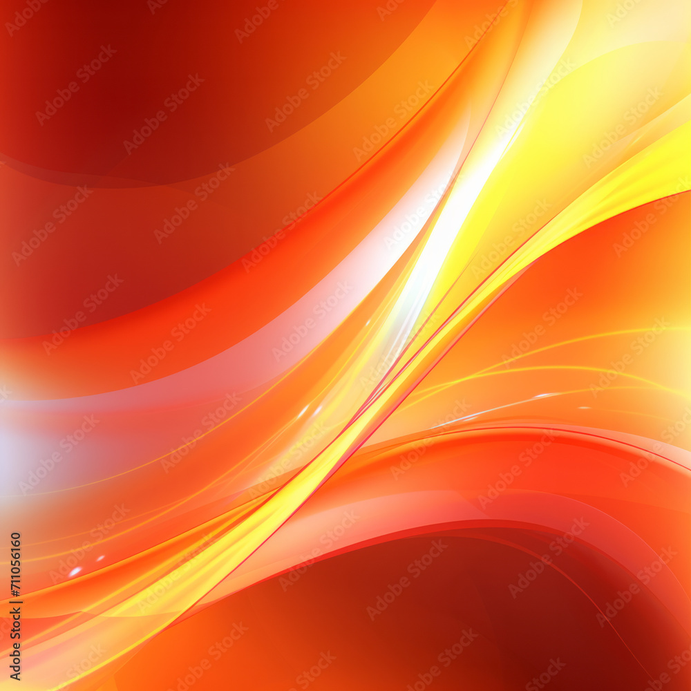 Abstract Red and Yellow Background With Wavy Patterns