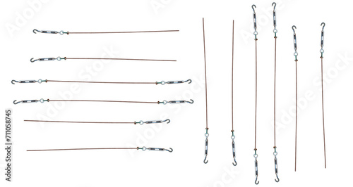 Bilde på lerret Hook with rope - rope turnbuckle hook on isolated transparent background