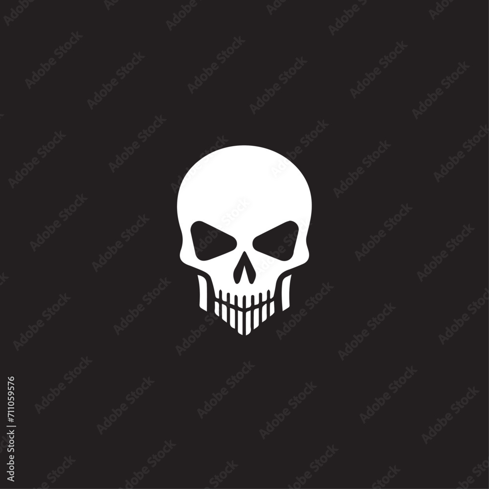 Skull in cartoon, doodle style . Image for t shirt. Isolated 2d vector illustration in logo, icon, sketch style, Eps 10, black and white. AI Generative