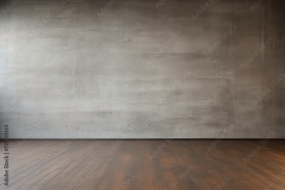 Empty room with concrete wall and wooden floor
